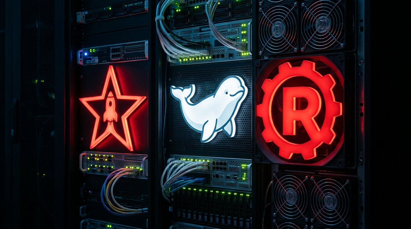 Логотипы Astra Linux, ALT Server и РЕД ОС на тёмном фоне, символизирующие альтернативы Windows Server