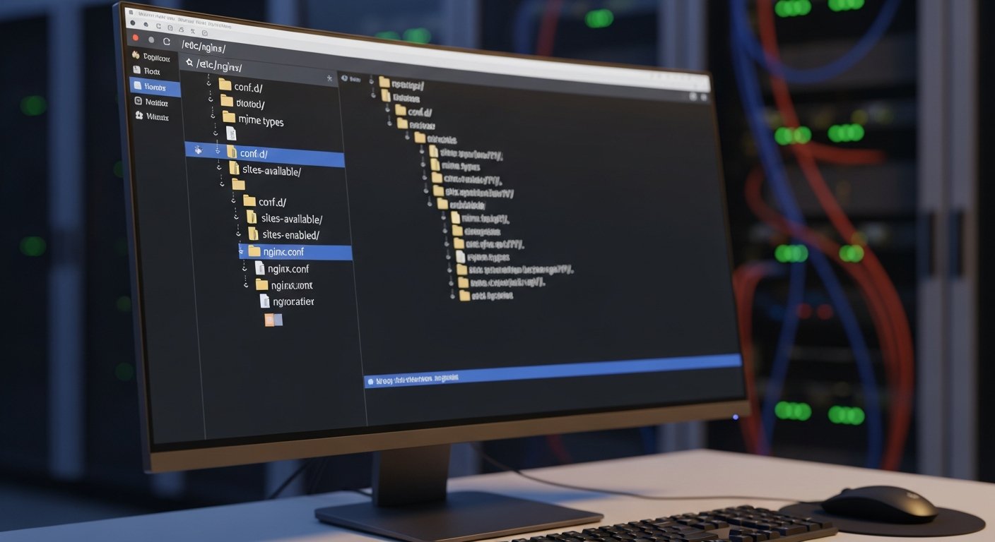 Иерархия файлов и директорий конфигурации Nginx на сервере Linux