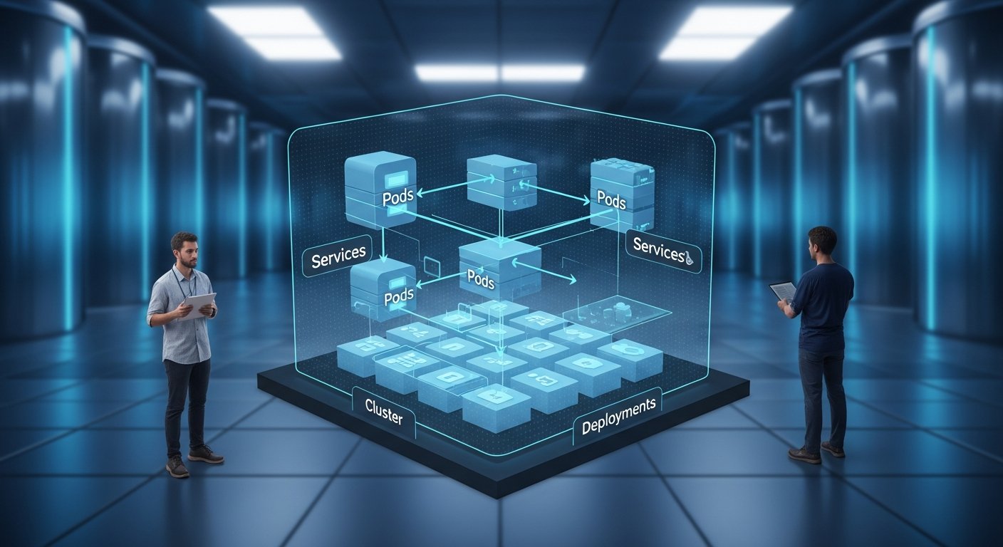 Диаграмма взаимодействия Pods, Services и Deployments в кластере