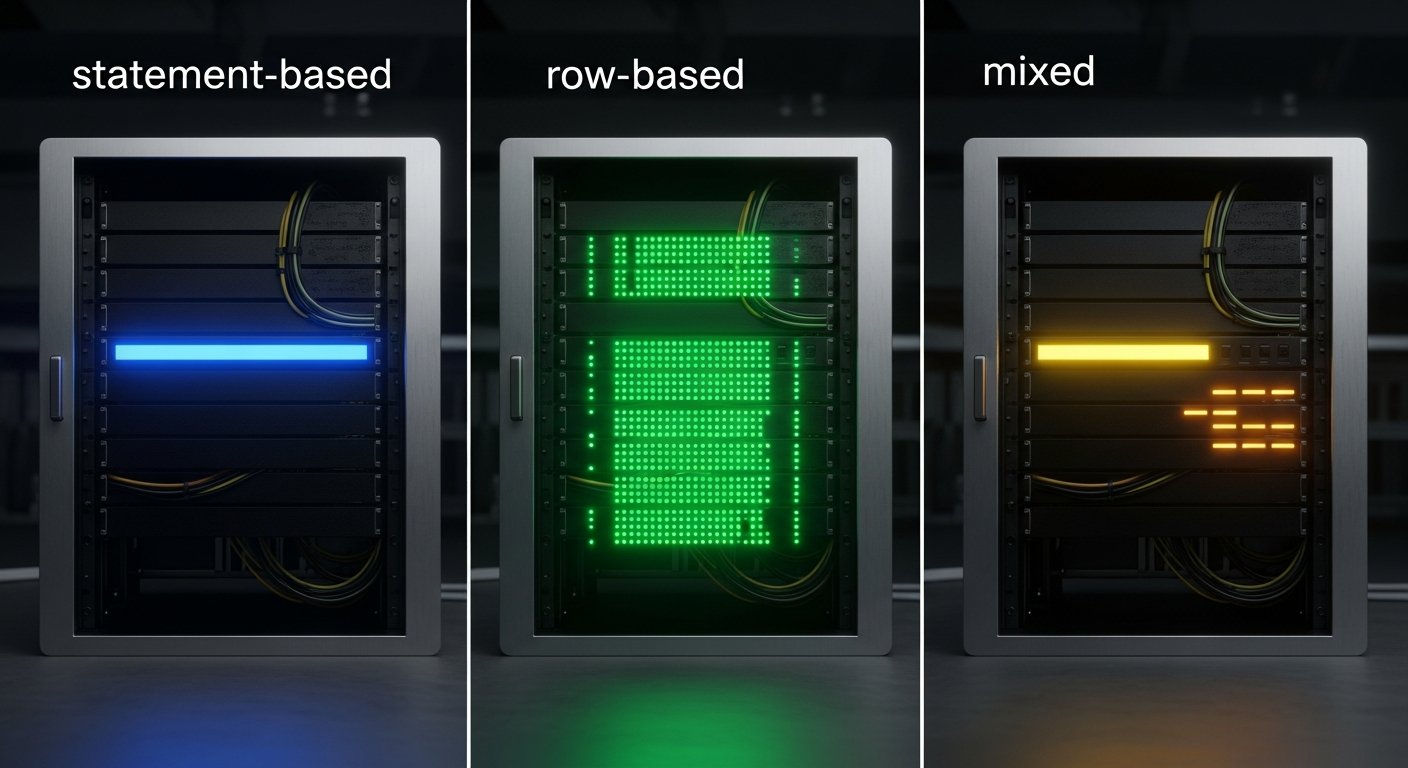Сравнение трех форматов binlog (statement-based, row-based, mixed) на примере SQL-запроса и его логирования