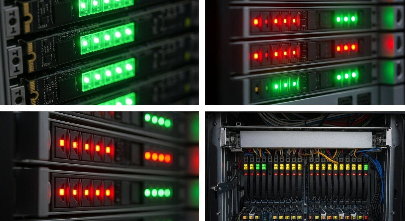 Хранилище данных сервера: SSD диски и системы хранения с индикаторами активности
