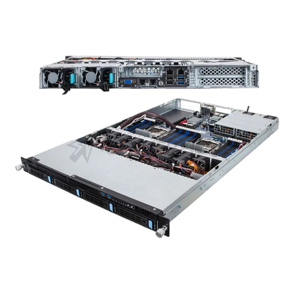 Платформа системного блока Gigabyte R180-F34 1U, 2 x LGA2011-3, Intel C612, 24 x DDR4, 4 x 3.5" SATA, 2xGigabit Ethernet (1000 Мбит/с) 1600 Вт
