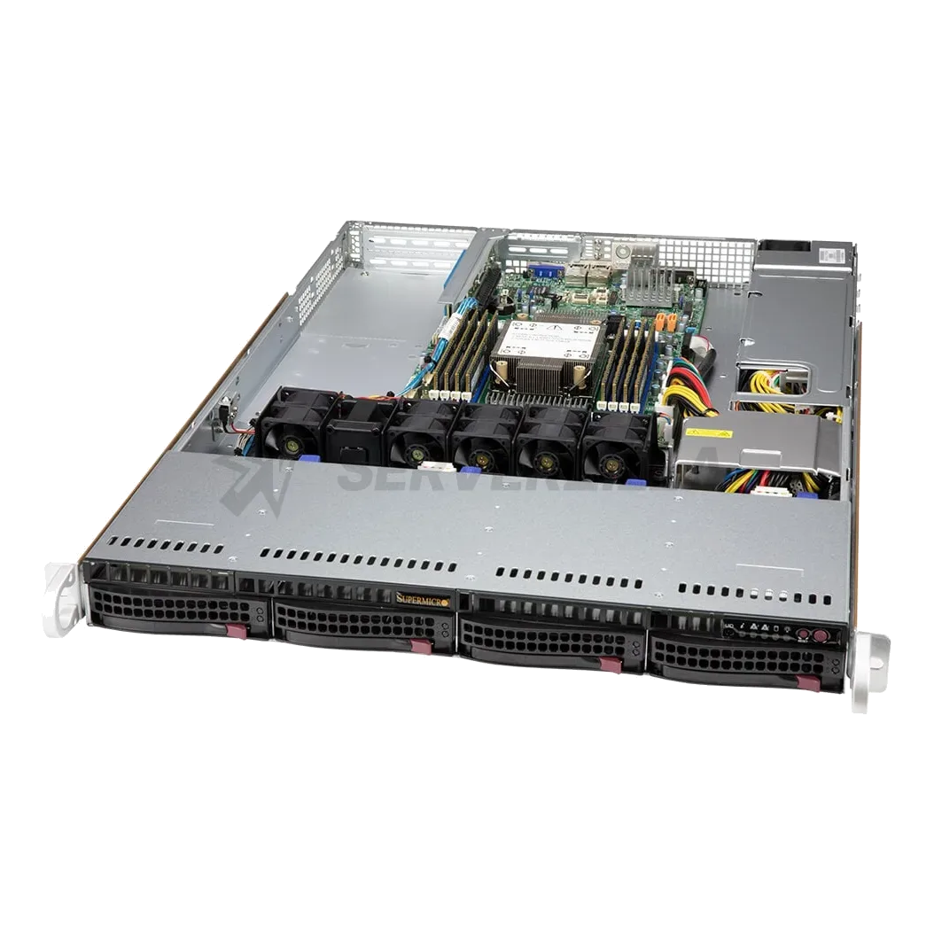 Supermicro 0000000599 (1U/510P-WT/4310/128GB/9560-8i+4x1920GB/2x10GbE/600W/RMKit)