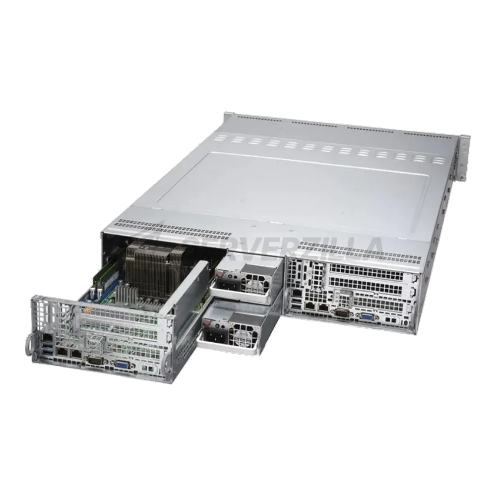 Платформа системного блока SuperMicro Bad Pack SYS-6029TR-DTR 2*node (2*LGA3647, C621, 8*DDR4(2933), 6*3.5" HS SATA3, 2*PCIE, 2*Glan, IPMI 2*USB 3.0, VGA, COM) 2*1200W bp — фото 3
