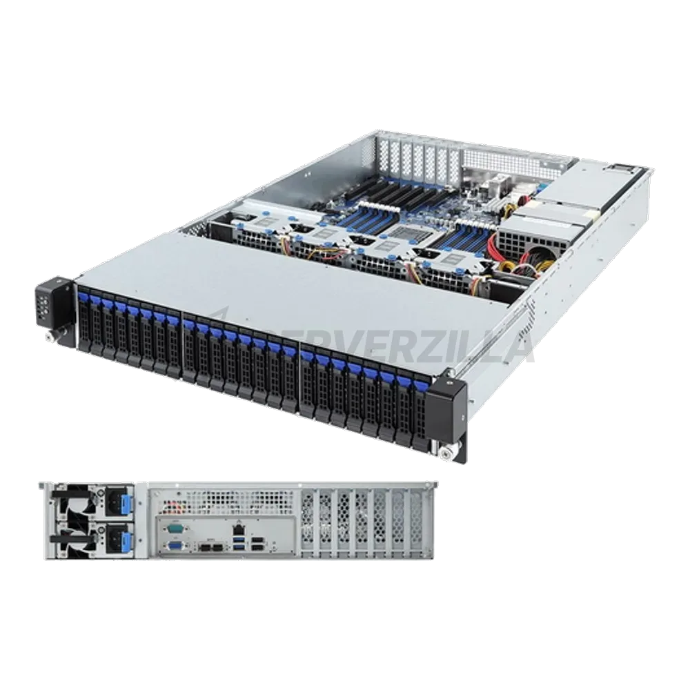 Платформа системного блока Gigabyte R271-Z31 EPYC 2U, Socket SP3, 16 x DDR4, 24 x 2.5" SAS, SATA, 2x10 Gigabit Ethernet 10 Гбит/с 800 Вт