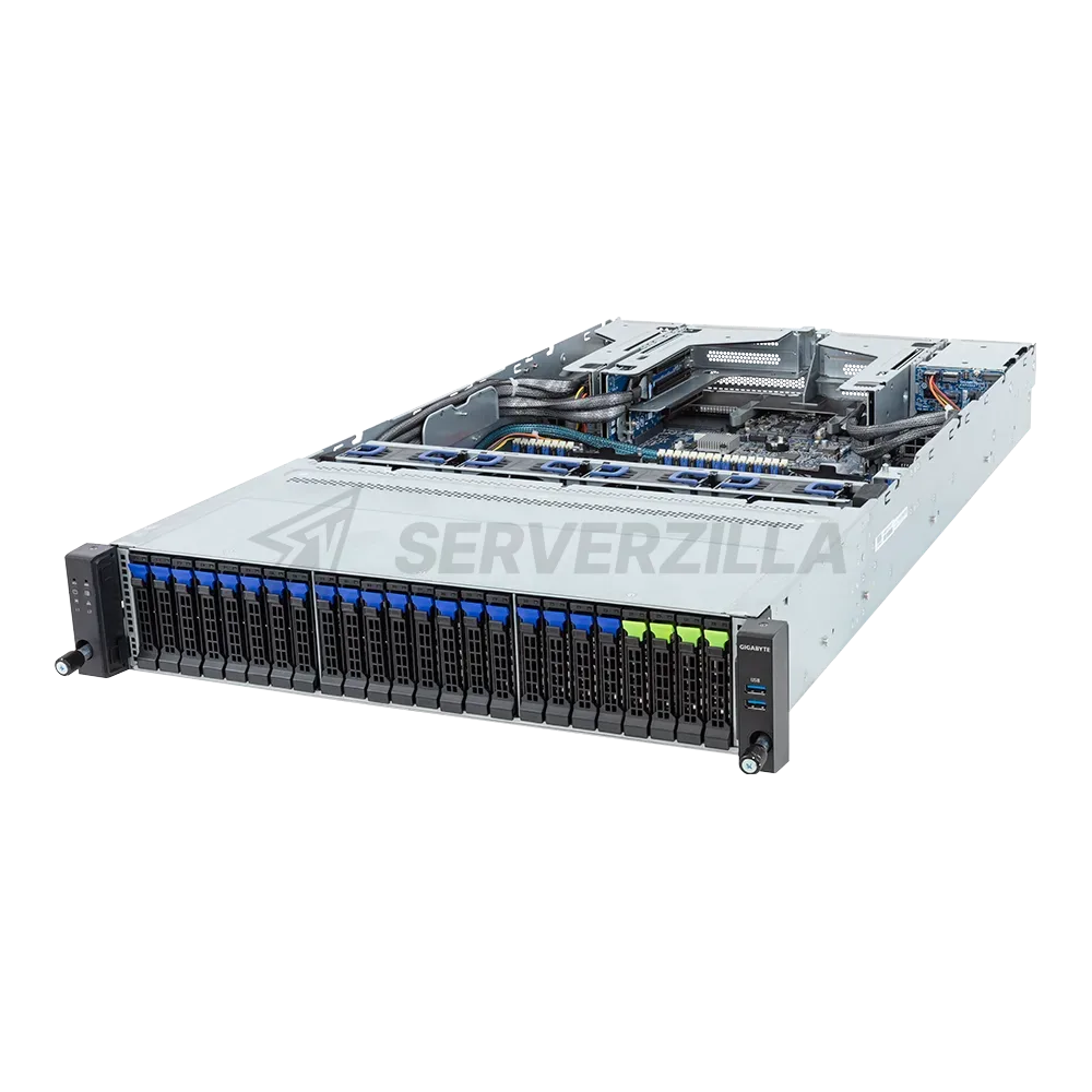 Шасси серверное Gigabyte Server Platform R283-S92 / 2U / 2xIntel (Gen 4/5) / 2xHS / 32xDIMM / 4xSFF NVMe/SATA/SAS + 20xSFF SATA/SAS + 2xSFF SATA/SAS / 2x1GbE / 2xOCP 3.0 / 6xFHHL + 2xLP / 2x2000W / Rails / 1Y