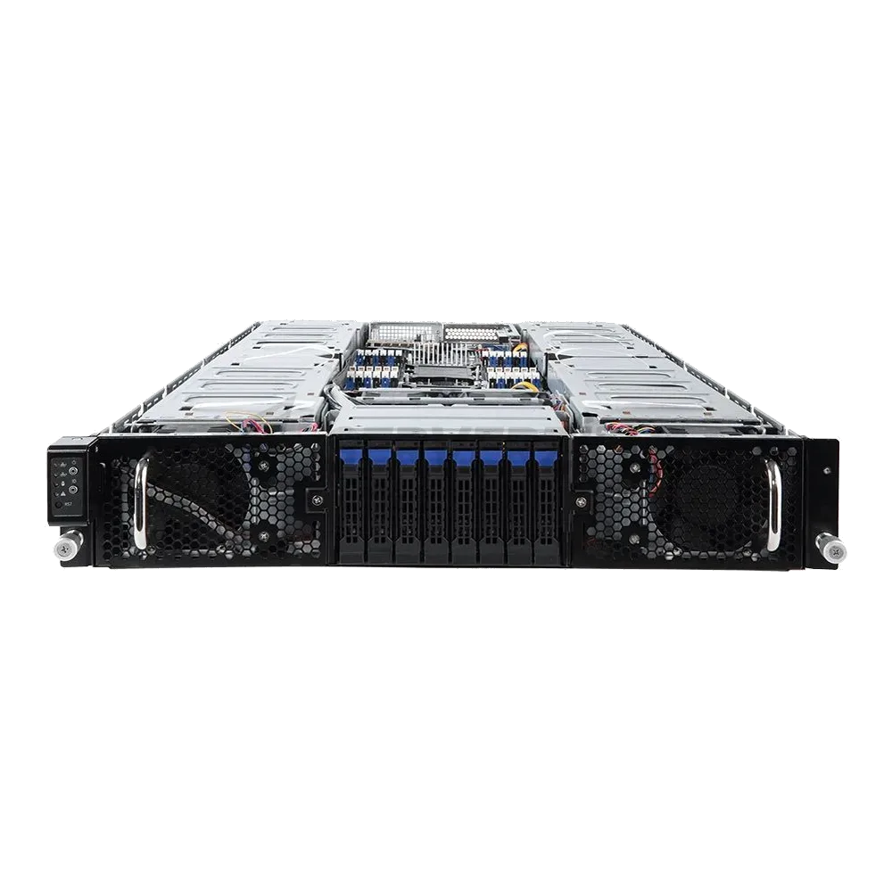 Платформа системного блока Gigabyte G291-2G0 (rev. 100) 2U 16x Single Slot GPU (Tesla T4 only), Dual Intel Xeon Scalable, 24x RDIMM/LRDIMM DDR4, 2x 10Gb/s BASE-T (i550-AM), Aspeed AST2500, 8x 2.5" NVMe/SATA HS HDD/SSD, 2xPCIe Gen3 x16 LPHL, 2x2200W — фото 2