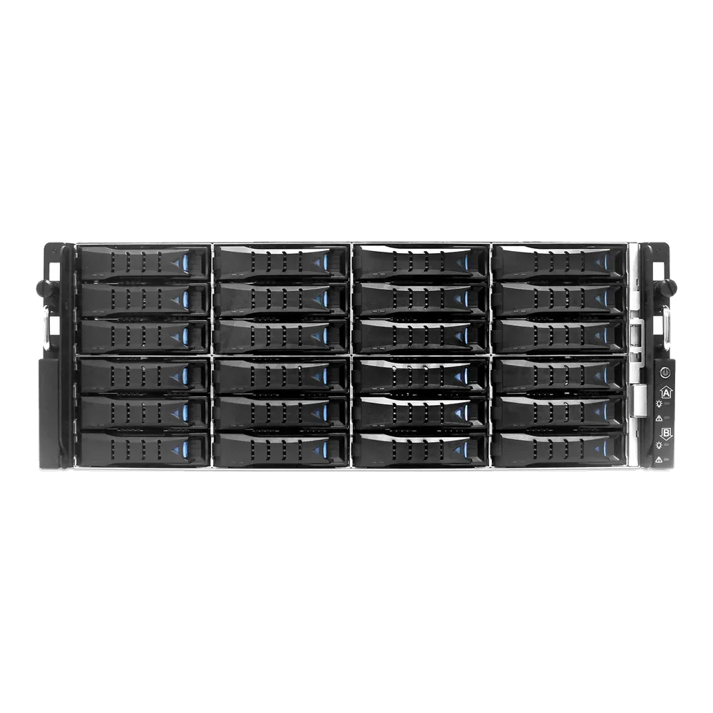 Серверная платформа/ HA401-VG, 4U, 2x2LGA-3647, 24-bay storage server, 24x SATA/SAS hot-swap 3.5"/2.5" universal bay, 2x canister, 4x 9mm 2.5" internal bay, 12G expander board with 2x SFF-8643, 2x SFF-8644, 1300W 1+1 redundant power supply, 4x 6056 fans, 2U heatsink, AIC Virgo motherboard with 2x 10G SFP+, LSI3008 SAS IOC, 28" slide rail, w/o bezel — фото 5