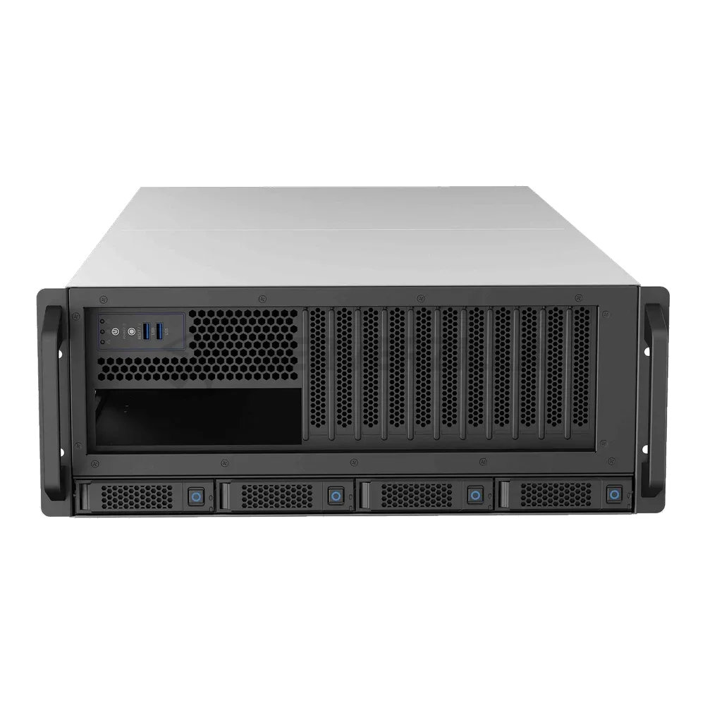 Procase G4-485-10D31-4NVME-R Корпус 4U Rack GPU case, 10 GPU PCIE 4.0 (31slot) 4 NVME hotswap HDD 4*MiniSAS HD(8643), черный, плата блока питания 4+1 CRPS (без модулей), до 3200вт/модуль, глубина 850м — фото 2