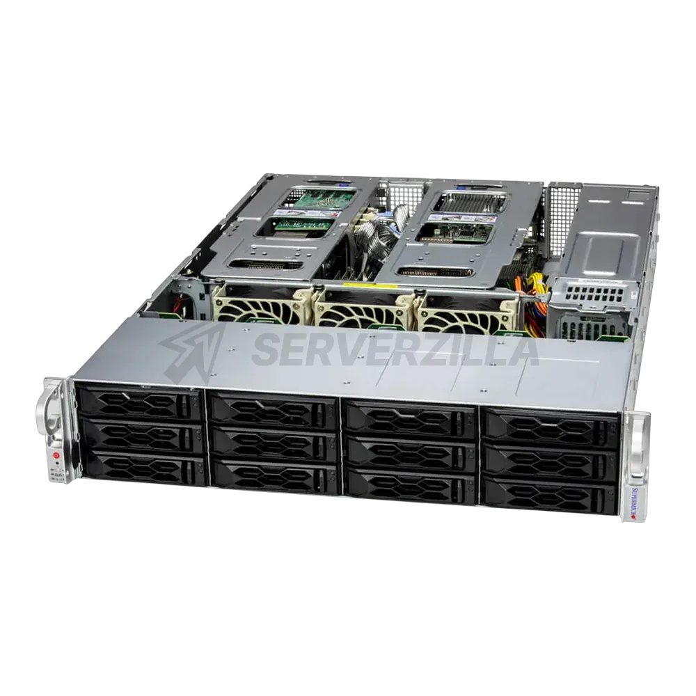 Серверная платформа 2U Supermicro SYS-621C-TN12R 12×NVMe с усиленным охлаждением