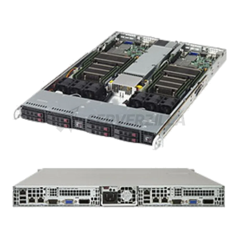 Платформа системного блока SuperMicro SYS-1028TR-T 1U Twin X10DRT-L CSE-809BTS-1K03BP LGA 2011 8x 288-pin DDR4 DIMM slots 10x SATA3 2x USB 2.0 ports 1x VGA port 1x PCI-E 3.0 x16 (in x16) slot