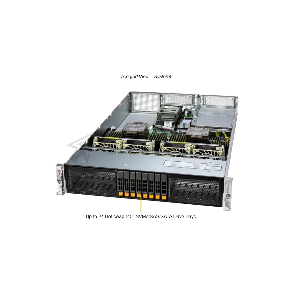 Серверная платформа/ Supermicro Server SYS-222H-TN 2U (2x LGA4710 / 32x DDR5 RDIMM / 8x Hs 2.5" NVMe / 3x PCIe 5.0 x16 / 2 / 2x PCIe 5.0 x8 / 1x OCP 3.0 / 10GbE RJ45 X710-AT2 / 2x 1600W Power) (8 NVME config) — фото 2