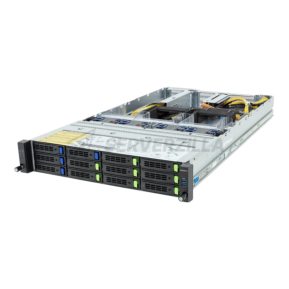 Шасси серверное Gigabyte Server Platform R283-ZF0 Rev. 3x / 2U / 2xAMD (9004/9005) / 2xHS / 24xDIMM / 8xLFF NVMe/SAS/SATA + 4xLFF SAS/SATA / 4xGPUs DS / 1xOCP 3.0 / 1xFHHL / 2x2700W / Rails / 1Y