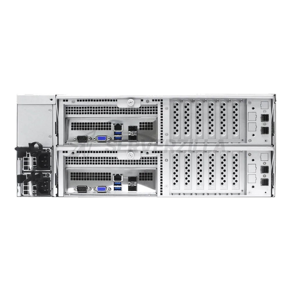 Серверная платформа/ HA401-VG, 4U, 2x2LGA-3647, 24-bay storage server, 24x SATA/SAS hot-swap 3.5"/2.5" universal bay, 2x canister, 4x 9mm 2.5" internal bay, 12G expander board with 2x SFF-8643, 2x SFF-8644, 1300W 1+1 redundant power supply, 4x 6056 fans, 2U heatsink, AIC Virgo motherboard with 2x 10G SFP+, LSI3008 SAS IOC, 28" slide rail, w/o bezel, w/o battery CR-2032 — фото 3