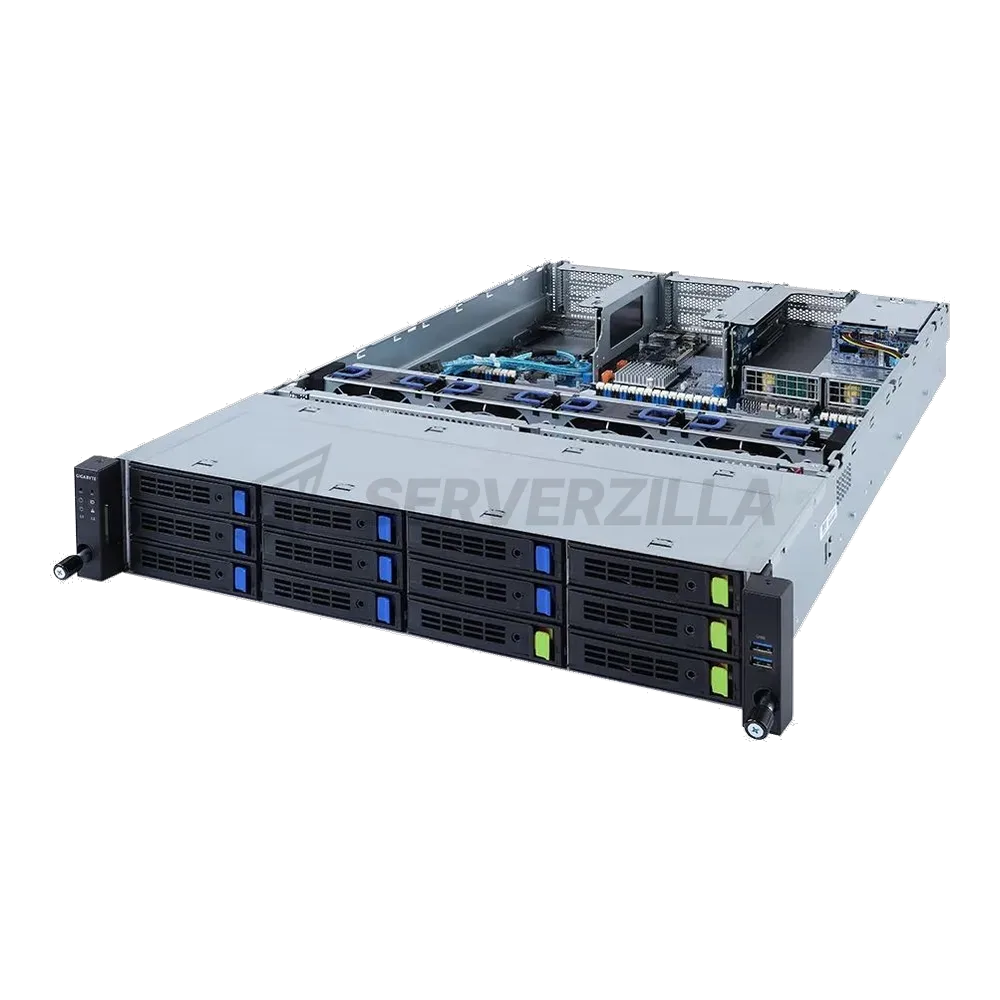 Платформа системного блока Gigabyte R282-3CA 2U, 2x LGA4189, 32x DIMM DDR4, 12x 3.5" SAS/SATA (8x NVME Gen 4), 2x 2.5" SATA/SAS in re side, 6x PCIE Gen 4 x16, 1x OCP 3.0 x16, 1x OCP 2.0 x8, AST2600, 2x 1300W, батарейка CR2032 не установлена