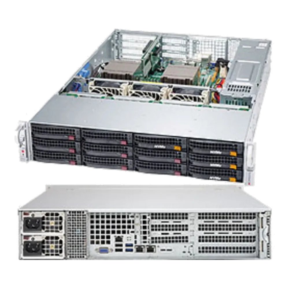 Платформа системного блока SuperMicro SYS-6028R-TDWNR 2U Rackmount X10DDW-iN CSE-826BAC4-R920WB 16x 288-pin DDR4 DIMM slots 8x SATA3 I-SATA 4 & I-SATA 5 support SATA DOM 3x USB 3.0 ports 4x USB 2.0 ports 1x VGA port 1 PCI-E 3.0 x16 slot 2 PCI-E 3.0 x8 slots 1 PCI-E 3.0 x8 slots