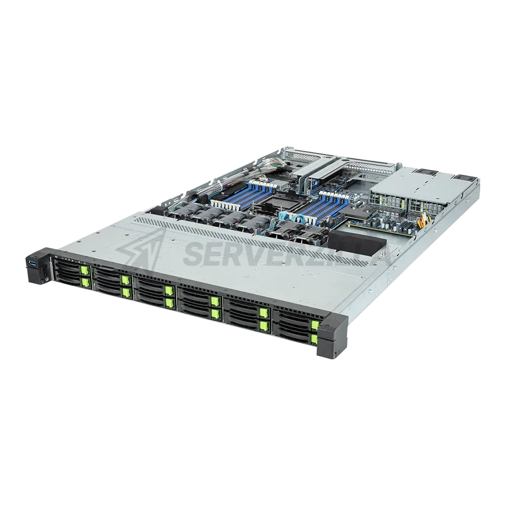 Шасси серверное Gigabyte Server Platform R163-S35 / 1U / 1xIntel (Gen 4/5) / 1xHS / 16xDIMM / 12xSFF NVME/SAS/SATA + 1xM.2 PCIe Gen3 / 1x1GbE / 1xOCP 3.0 / 1xFHHL / 2x1300W / Rails / 1Y