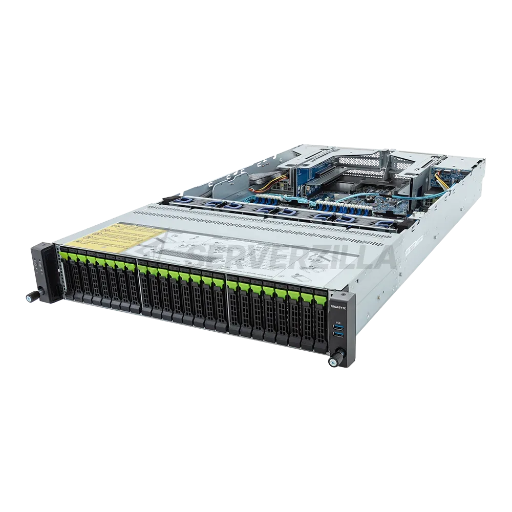 Шасси серверное Gigabyte Server Platform R283-S98 / 2U / 2xIntel (Gen 4/5) / 2xHS / 32xDIMM / 12xSFF NVME/SAS/SATA + 12xSFF NVME + 2xSFF SAS/SATA / 2x1GbE / 2xFHHL / 1xLP / 2x2000W / Rails / 1Y