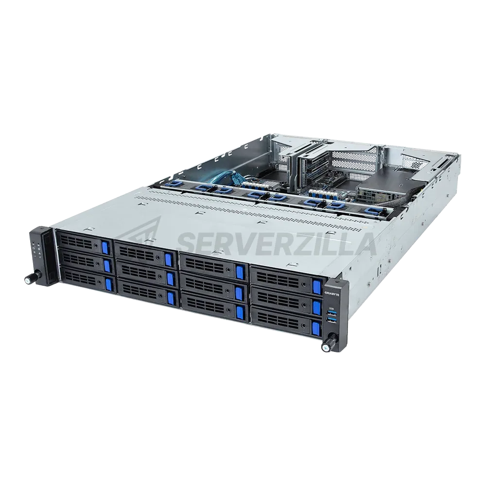 Шасси серверное Gigabyte Server Platform R263-S30 / 2U / 1xIntel (Gen 4/5) / 1xHS / 16xDIMM / 12xLFF SAS/SATA + 1xM.2 PCIe Gen3 / 1x1GbE / 2xOCP 3.0 / 4xFHHL / 2x1600W / Rails / 1Y