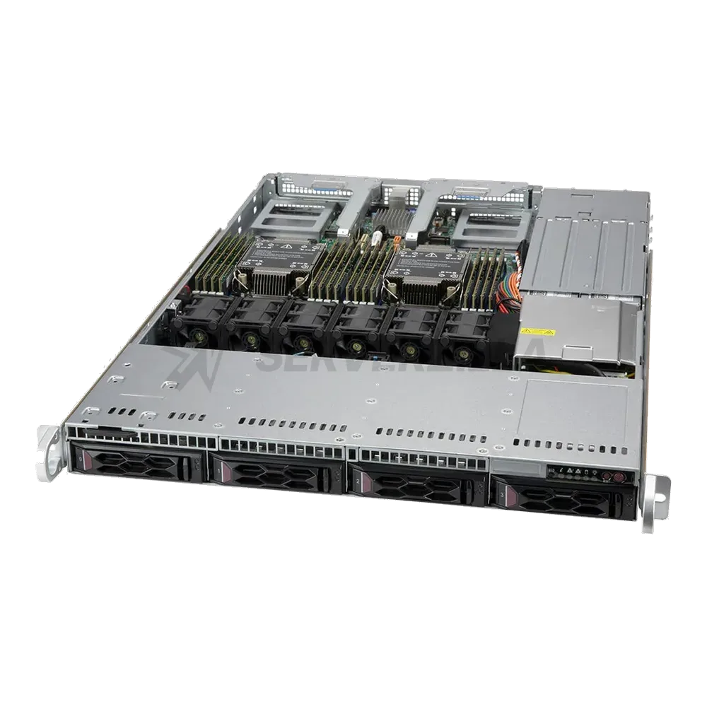 Supermicro SYS-610C-TR (X12DDW-A6, CSE-LA15TQC-R860AW) 1U, 2 x LGA4189, 4x 3.5"" hot-swap SATA/SAS, 2x PCIe 3.0 x2 2280, 16 DIMM, 1+1 860W