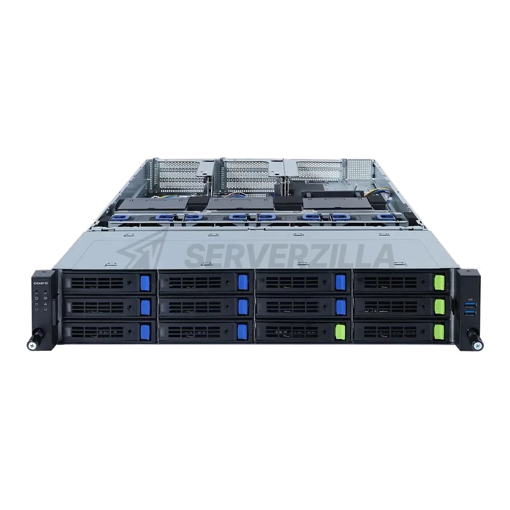 Платформа системного блока Gigabyte R282-G30 2U, 2x LGA4189, 32x DIMM DDR4, 12x 3.5" SAS/SATA 4x NVME Gen4, 2x 1Gb/s Intel I350-AM2, 5x PCIE Gen 4 x16 support 3x double slot GPU, 1x OCP 3.0 x16, 1x OCP 2.0 x8, AST2600, 2x 2400W (600150) — фото 2