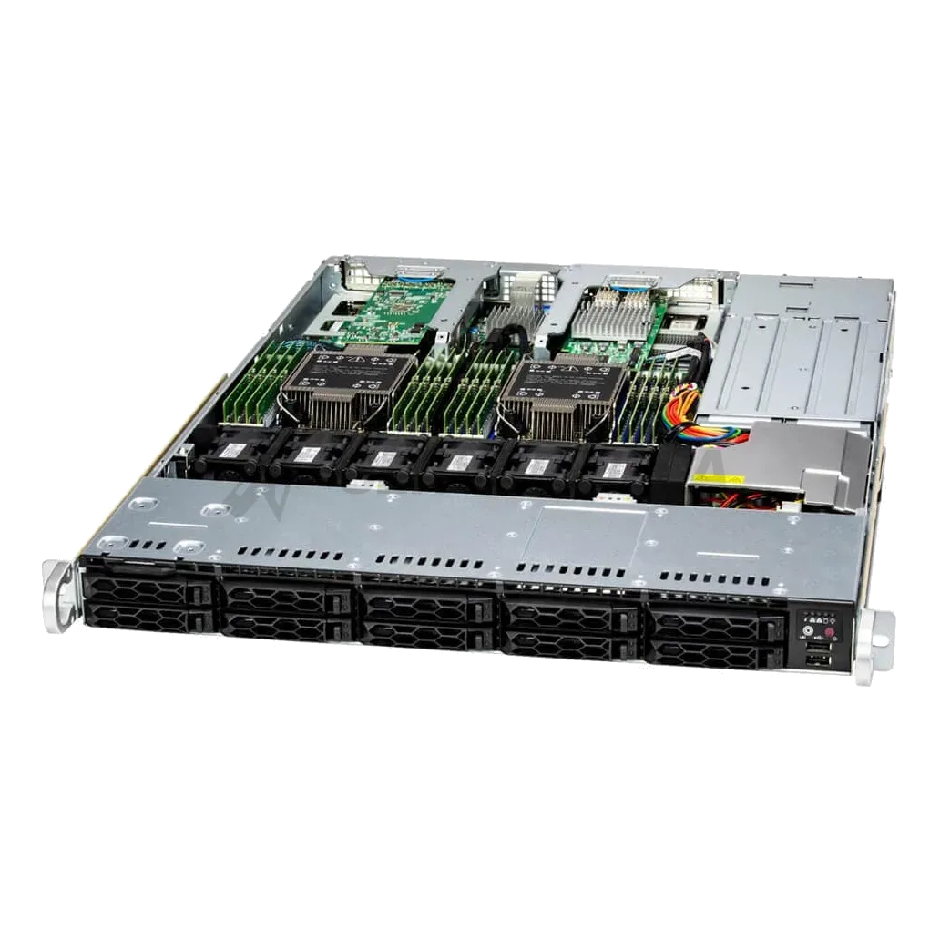 Supermicro 0000002175 (1U/121C-TN10R/2x6526Y+SKT-1424L-001B-FXC/384GB/9560-8i/2x960GBS+CBL-KIT-121C-TN10R-10/4x10GbE/SFT-OOB-LIC/2xPSU//RMKit)