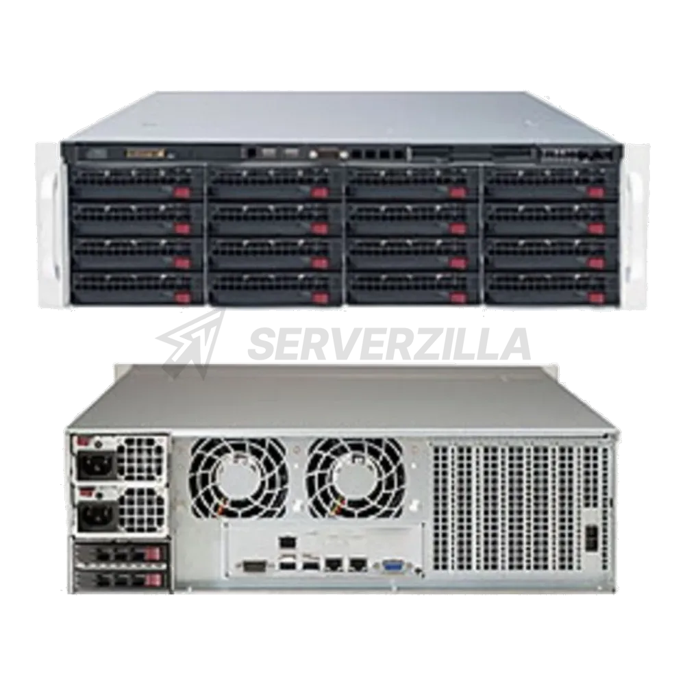 Платформа системного блока SuperMicro SSG-6039P-E1CR16H 3U, 2x LGA3647,16x DIMM DDR4 2933MHz, 16x 3.5" SAS3/SATA3 expander based backplane, 2x 2.5" SAS3/SATA3 rear, RAID AOC-S3108L-H8IR, 2x 10GBase-T, 2x 1200W (287093)
