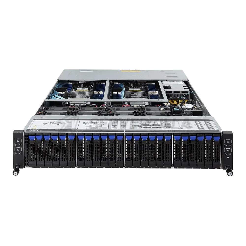 Платформа системного блока Gigabyte H261-Z60 6NH261260MR-00-XXX SERVER BAREBONE 2U - 4 nodes, Intel® I350-AM2, 8 x LGA 4094 sockets (AMD Epyc), DDR4, 24 x SATA/SAS hot-swappable HDD/SSD bays, 8 x LGA 4094 sockets — фото 2