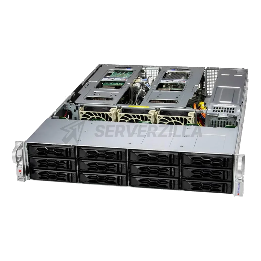 Сервер в сборе / SYS-621C-TN12R (bundle4) 2U / 2x LGA-4677 /16x 3DS ECC DDR5-5600 RDIMM / 12x 3.5/2.5" hs hybrid NVMe/SATA/SAS / 4x PCIe 5.0 x8 FHHL ; 2x PCIe 5.0 x16 FHHL; 2x PCIe 5.0 x4 NVMe M.2 /