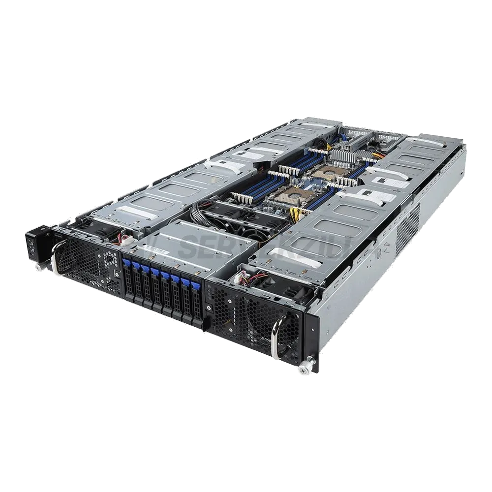 Платформа системного блока Gigabyte G291-2G0 (rev. 100) 2U 16x Single Slot GPU (Tesla T4 only), Dual Intel Xeon Scalable, 24x RDIMM/LRDIMM DDR4, 2x 10Gb/s BASE-T (i550-AM), Aspeed AST2500, 8x 2.5" NVMe/SATA HS HDD/SSD, 2xPCIe Gen3 x16 LPHL, 2x2200W
