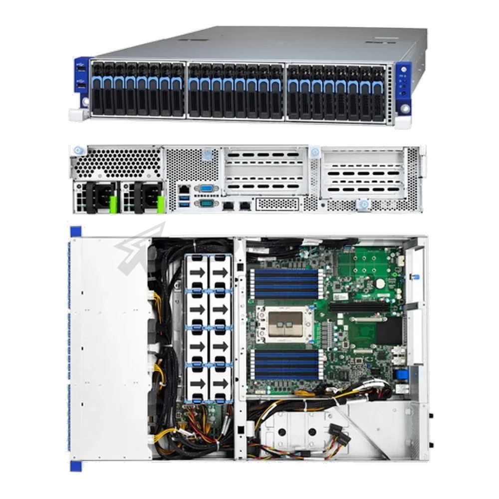 Платформа системного блока Tyan Rackmount B8026T70AE24HR 2U (24) 2.5 Hot-Swap NVMe, 2 2.5" fixed HDD/SSDs, (8) 6cm fans, (1) AMD Socket SP3, (1) AMD EPYC™ 7000 Series Processor, (16) DIMM slots