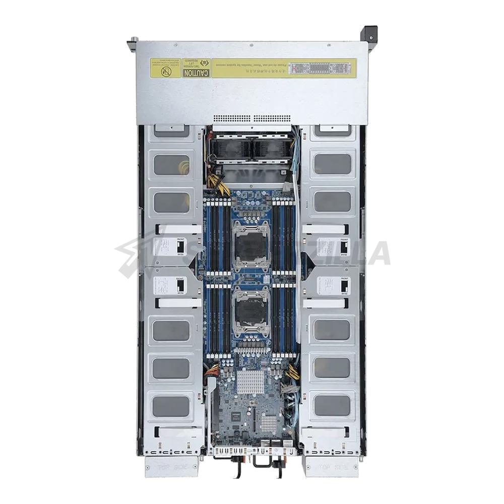 Платформа системного блока Gigabyte G250-G52 2U HPC Server - 8 x GPGPU Card Slots 2x E5-2600V4, 24 x RDIMM ECC DDR4 slots, 2 x GbE LAN «ports (Intel® I350-AM2), 8 x 2.5» hot-swappable HDD/SSD bays, 80 PLUS Platinum 2000W redundant PSU (1+1)» — фото 3