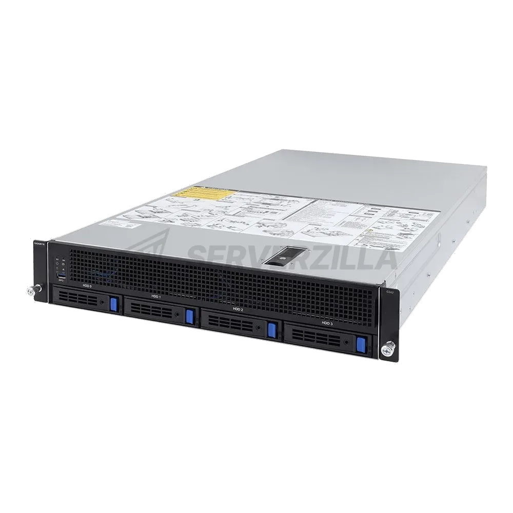 Платформа системного блока Gigabyte G242-Z10 (rev. 100) 2U UP 4 x GPU Gen3 Server,NVIDIA® NGG Ready server,Single AMD EPYC 7002 series processor family,8-Channel RDIMM/LRDIMM DDR4 per processor,8 x DIMMs,2 x 1Gb/s LAN ports (Intel® I350-AM2),1 x dedicated management port,6NG242Z10MR-00-xxx
