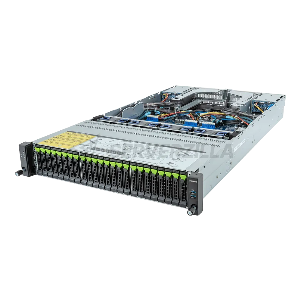 Шасси серверное Gigabyte Server Platform R283-Z92 Rev. 3x / 2U / 2xAMD (9004/9005) / 2xHS / 24xDIMM / 12xSFF NVME/SAS/SATA + 12xNVME + 4xSFF SAS/SATA / 2x1GbE / 2xFHHL / 2x2000W / Rails / 1Y