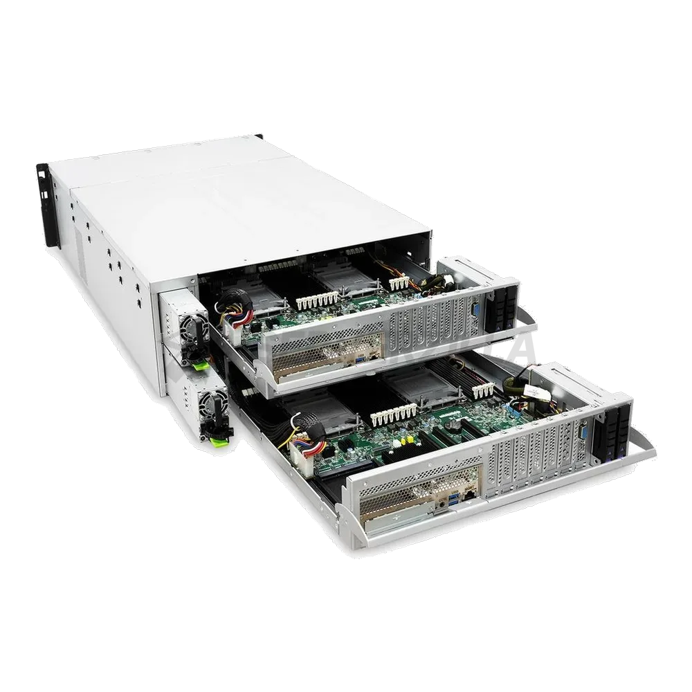 Платформа системного блока AIC XP1-A401TU01 4U 24-bay high availability storage server, 24x 12G SATA/SAS hot-swap 3.5/2.5" bay, 2x canister, 1200W 1+1 Platinum redundant power supply, 8x 6038 fan, 36" slide rail, w/o bezel Per canister node: Tucana motherboard, Intel Lewisburg, DDR4 RDIMM x16, Intel — фото 4